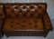 Hand-Dyed Cigar Brown Leather & Walnut Chesterfield Corner Sofa from Harrods 5
