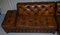 Hand-Dyed Cigar Brown Leather & Walnut Chesterfield Corner Sofa from Harrods, Image 11