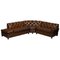 Hand-Dyed Cigar Brown Leather & Walnut Chesterfield Corner Sofa from Harrods 1