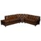 Hand-Dyed Cigar Brown Leather & Walnut Chesterfield Corner Sofa from Harrods, Image 1