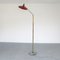 Large Floor Lamp with Green Marble Base, Brass Stem & Adjustable Metal Shade, 1950s, Image 12