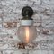 Vintage Industrial White Porcelain Clear Striped Glass Brass Wall Lamp, Image 9