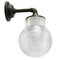 Vintage Industrial White Porcelain Clear Striped Glass Brass Wall Lamp, Image 5