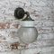 Vintage Industrial White Porcelain Clear Striped Glass Brass Wall Lamp, Image 8