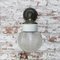 Vintage Industrial White Porcelain Clear Striped Glass Brass Wall Lamp, Image 6