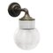 Lámpara de pared industrial vintage de latón de vidrio a rayas blancas de porcelana, Imagen 4