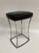 Leather and Chromed Brass Stool Attributed to Jacques Adnet, Image 1