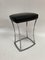 Leather and Chromed Brass Stool Attributed to Jacques Adnet 7