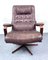 Nordic Brown Leather Swivel Chair, 1970 2