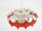 White and Red Metal Pendant Light from Doria, Germany, 1970s 7