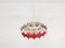White and Red Metal Pendant Light from Doria, Germany, 1970s 6