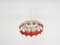 White and Red Metal Pendant Light from Doria, Germany, 1970s 6