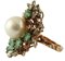 South Sea Pearl Diamond Emerald 9 Carat Rose Gold and Silver Ring 2