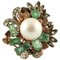 South Sea Pearl Diamond Emerald 9 Carat Rose Gold and Silver Ring 1