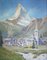 The Matterhorn and Zermatt, 1938, Oil on Cardboard, Framed, Imagen 4