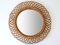 Mid-Century Modern Round Rattan & Bamboo Wall Mirror, Italy, 1960s 1