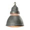 Vintage Industrial Grey Metal and Frosted Glass Pendant Lamp from Holophane Paris 1