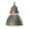 Vintage Industrial Grey Metal and Frosted Glass Pendant Lamp from Holophane Paris, Image 1