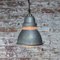 Vintage Industrial Grey Metal and Frosted Glass Pendant Lamp from Holophane Paris 6