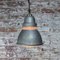 Vintage Industrial Grey Metal and Frosted Glass Pendant Lamp from Holophane Paris, Image 6