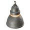 Vintage Industrial Grey Metal and Frosted Glass Pendant Lamp from Holophane Paris 4