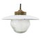 Vintage Brass, White Enamel & Frosted Glass Pendant Lights 6