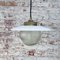 Vintage Brass, White Enamel & Frosted Glass Pendant Lights 5