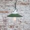 Vintage Industrial Green Enamel Porcelain Clear Glass Pendant Lights, Image 5