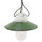 Vintage Industrial Green Enamel Porcelain Clear Glass Pendant Lights 1