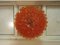 Lámpara de araña Mid-Century de cristal de Murano naranja, años 70, Imagen 3
