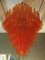 Lámpara de araña Mid-Century de cristal de Murano naranja, años 70, Imagen 1