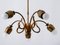 Mid-Century Modern Five-Armed Brass Tulip Pendant Lamp or Chandelier, Italy, 1950s 8