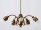 Mid-Century Modern Five-Armed Brass Tulip Pendant Lamp or Chandelier, Italy, 1950s 14