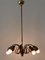 Mid-Century Modern Five-Armed Brass Tulip Pendant Lamp or Chandelier, Italy, 1950s 3