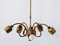 Mid-Century Modern Five-Armed Brass Tulip Pendant Lamp or Chandelier, Italy, 1950s 12