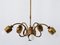 Mid-Century Modern Five-Armed Brass Tulip Pendant Lamp or Chandelier, Italy, 1950s, Image 12