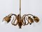 Mid-Century Modern Five-Armed Brass Tulip Pendant Lamp or Chandelier, Italy, 1950s 6