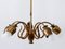 Mid-Century Modern Five-Armed Brass Tulip Pendant Lamp or Chandelier, Italy, 1950s, Image 6