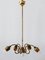 Mid-Century Modern Five-Armed Brass Tulip Pendant Lamp or Chandelier, Italy, 1950s 10