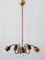 Mid-Century Modern Five-Armed Brass Tulip Pendant Lamp or Chandelier, Italy, 1950s, Image 10