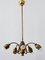 Mid-Century Modern Five-Armed Brass Tulip Pendant Lamp or Chandelier, Italy, 1950s, Image 11