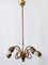 Mid-Century Modern Five-Armed Brass Tulip Pendant Lamp or Chandelier, Italy, 1950s, Image 4