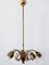Mid-Century Modern Five-Armed Brass Tulip Pendant Lamp or Chandelier, Italy, 1950s, Image 1