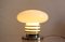 Grande Lampe de Bureau Champignon Vintage en Verre Opalin avec Détails en Chrome, 1960s 2