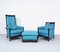 Blue Leather Galaxy Armchairs by Umberto Asnago for Giorgetti, 1990s, Set of 3 3