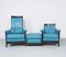 Blue Leather Galaxy Armchairs by Umberto Asnago for Giorgetti, 1990s, Set of 3 4