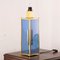 Italian Lamp Base in Blue Glass with Satin Brass Frame, 1970s 12