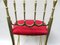 Brass and Red Velvet Chiavari Chair, Italy, 1960s 9