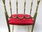 Chaise Chiavari en Laiton et Velours Rouge, Italie, 1960s 9