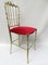 Brass and Red Velvet Chiavari Chair, Italy, 1960s 1